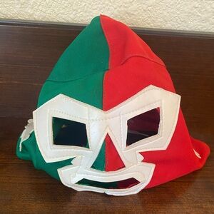 Dr. Wagner Wrestling Mask Costume Lucha Libre Mexican Red Green White Lace Up